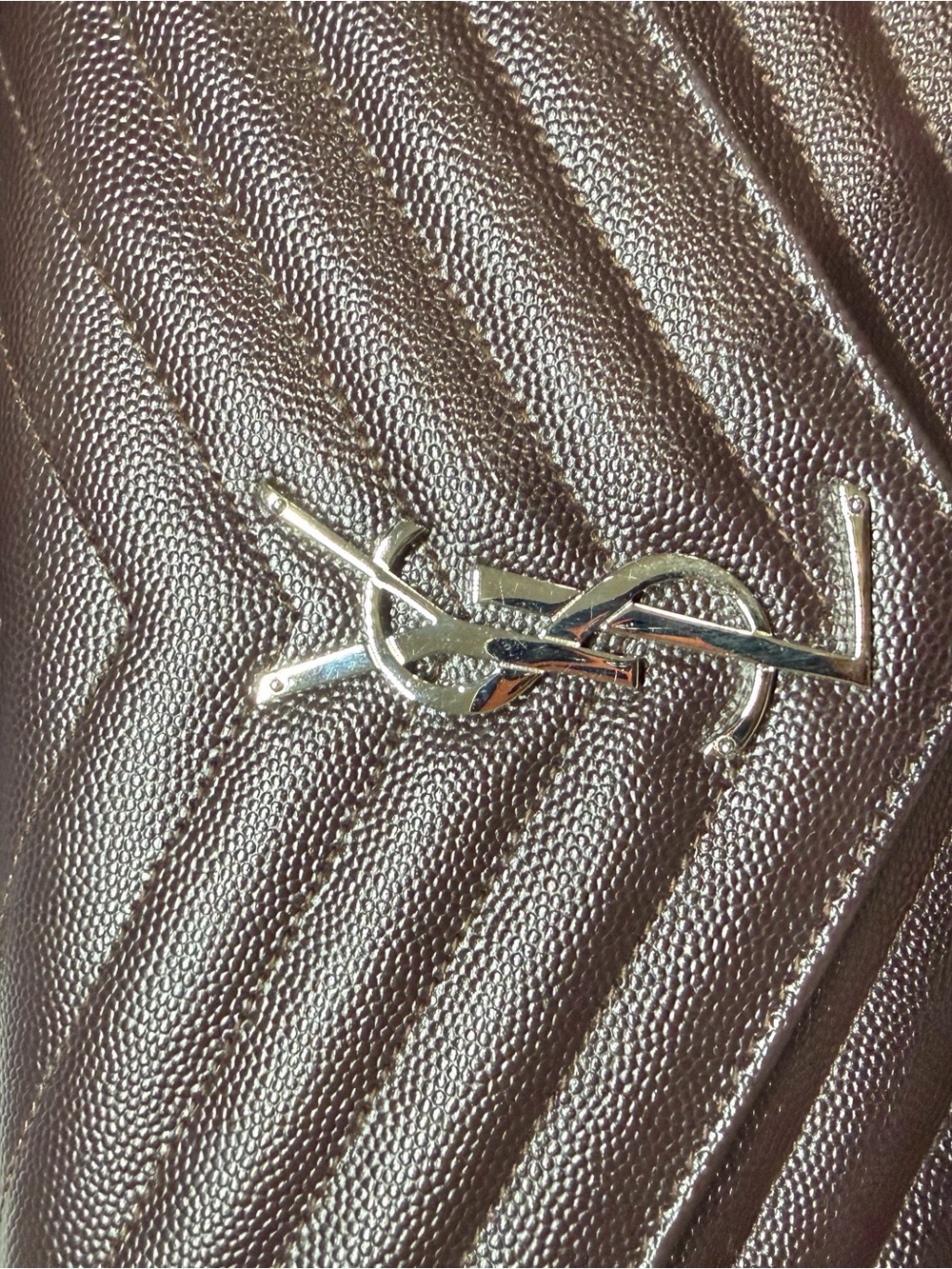 Yves Saint Laurent YSL Monogram black tulipe large  on Chain in Grained Leather